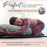 GAYO Yoga Bolster for Restorative Yoga- Made with 100% Cotton, Yoga Pillow Set Includes Extra Washable Cover and Carry Bag, 25 X 10.5 X 6.5 inches