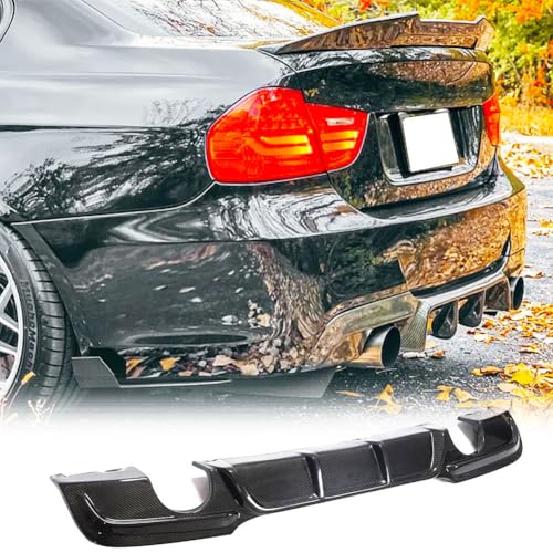 MCARCAR KIT Carbon Fiber Rear Diffuser for BMW 3 Series E90 325i 335i M Sport 2005-2012 Lower Rear Bumper Lip Spoiler Body Kit Factory Outlet (Single Muffler Dual Out)
