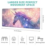 ainori Magical Unicorn Gaming Mouse Pad – 12x31.5in Large Extended Desk Mat with Enchanting Pastel Galaxy Design – Non-Slip Rubber Mousepad for Office Home – Deskmat Gifts for Fantasy Lovers Decor