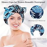 Luxury Shower Cap for Women, Shower Caps for Women Reusable Waterproof, Hair Cap for Shower, Large Adjustable Bowknot Bath Cap for Long Hair Braids