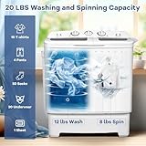 Giantex Portable Washing Machine, 20lbs Washer and Spinner Combo, Twin Tub 12lbs Wash & 8lbs Spin, Mini Compact Laundry Clothes Lavadora Portatil for Apartment Dorm RVs (White & Grey)