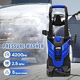 Electric Pressure Washer, 4200 PSI 2.5 GPM Power Washer with 4 Quick Connect Nozzles, High Pressure Cleaning Machine with Foam Cannon for Cars/Fences/Driveways/Patios/Home Cleaning