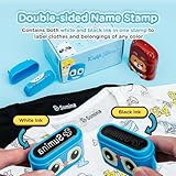 KiddoSpace Name Stamp for Clothing Kids Waterproof (White + Black Ink) - Kiddostamp™ Customized Double Sided Name Stamp - Personalised Clothing Stamps - Name Stamp for Kids