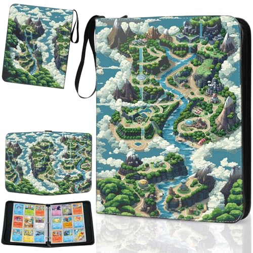 Trading Card Binder, Compatible with Pokemon Cards, 900 Pockets, Monster City Map, Green