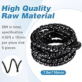 Flutesan Dog and Cat Cord Protector 0.4 Inch Cord Covers for Pets No Chew Spiral Cable Protector Wire Covers for Cords, 5 Pcs/Pack(24.6 Ft, Black)