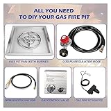 Grisun Drop-in Fire Pit Kit 18 x 18 Inch, Round Burner with Tray, Come with Upgraded Spark Ignition Kit for Gas Fire Pit, Fire Pit Table Insert Stainless Steel, Suitable for Indoor Outdoor Decoration