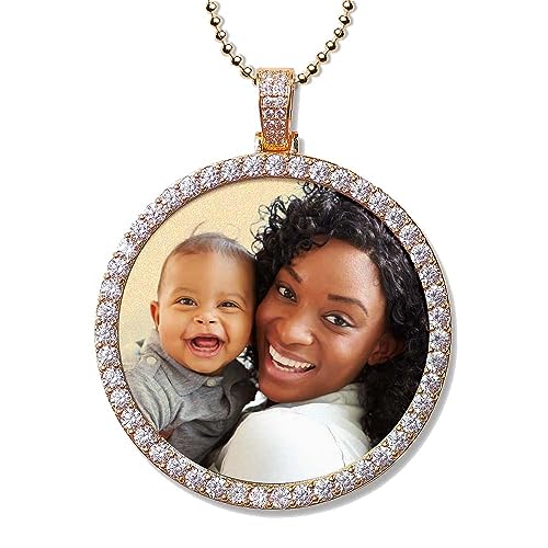 PicturesOnGold.com Photo Engraved XL Cubic Zirconia Pendant - Yellow Gold Plated - 2 x 2 Inch with Photo