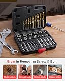 Kolvoii 39 PCS Screw Extractor Set & Bolt Extractor Set, Left Hand Drill Bit Set, Multi-Spline Bolt Remover Tools, Suit for Pull Out Damaged, Broken, Stripped Rounded-Off Bolts, Screws, Nuts, Studs