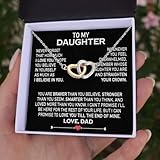 Larvincy To My Daughter Necklace From Dad With Heartfelt Message & Elegant Box, Valentines Day Gifts For Daughter From Father, Jewelry Gift From Daddy for Birthday, Graduation & More