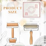 Milkary Set of 3 Pizza Kit Including Stainless Steel Pizza Dough Roller, Wooden Dough Docker Rolling Pin and Non-slip Silicone Baking Mat, Dough Hole Maker for Pizza Cookie Pie Pastry Crust