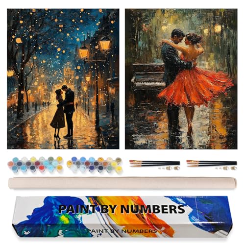 2 Pack Paint by Numbers Kit for Adults Beginner, Romantic Lover Adult Paint by Number Kits on Canvas, DIY Acrylic Number Painting for Adults Landscape for Home Decor Gift 16x20 Inch