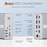 TobenONE DisplayLink Docking Station Triple Monitor with 120W Power Adapter, Triple 4K Display for MacBook Pro/Air, Thunderbolt 5/4/3, USB-C Windows(3X HDMI, 3X DisplayPort, 2xUSB-C, 4xUSB 3.2, SD/TF)