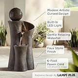 Modern Sphere Curve Zen Outdoor Floor Bubbler Water Fountain 39 1/2" High with LED Light Cascading for Garden Patio Yard Deck Home Lawn Porch House Relaxation Exterior Balcony - John Timberland