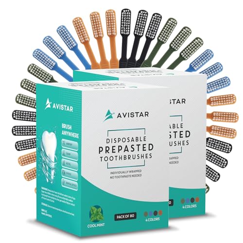 160 Prepasted Disposable Toothbrushes Individually Wrapped - Single Use Pre Pasted Disposable Toothbrushes with Toothpaste Built In - Waterless Toothbrush for Travel, Airbnb Guests, Hotel, & Camping