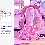 Tilted Nation Gaming Headphone Stand | Pink Headset Stand | RGB Headset Holder for Desk with Mouse Bungee and USB Hub | Cute Headphone Stand for Gamer Girl Accessories