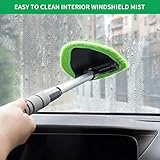 XINDELL Windshield Cleaner Tool - Portable Car Interior Window Cleaning Kit with Extendable Handle, 4 Microfiber Towel Pads, Auto Glass Wiper for Windshield, Trucks, SUVs, RVs, and Home Windows