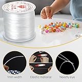 Elastic Bracelet String, Catephe 1mm 394Ft Stretchy Bead String Cord, Clear Stretch Cord Thread, Crystal Beading String for DIY Bracelet, Necklace and Jewelry Making(60m/roll)