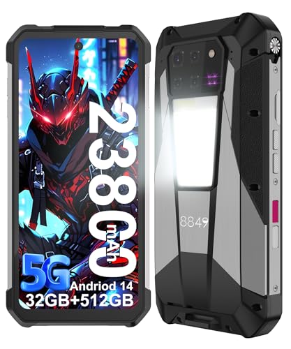 8849 Tank 3 Pro Rugged Smartphone Unlocked, Android 14 Waterproof Rugged Cell Phone with Projector, 6.79" 23800mAh 5G Mobile Phones 32GB RAM 512GB ROM, Dual SIM/Camping Light/2TB Expand/OTG/GPS