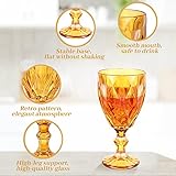 Yinder 12 Pack Glass Goblet Vintage Wine Goblet Embossed Glassware 10 oz Solid Color Glass Stemmed Cups for Iced Tea Beverage Soda Juice Water Liquor and Party Wedding Bars Restaurants(Amber)