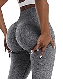 NORMOV 4 Piece Butt Lifting Workout Leggings for Women, Seamless Gym Scrunch Booty Lifting Sets(2Black/Grey/Burgundy, M)