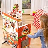 Melissa & Doug Wooden Pizza Food Truck Activity Center with Play Food, for Boys and Girls 3+