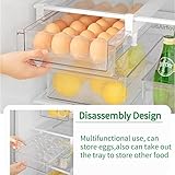 vacane Fridge 28 Egg Drawer Pull Out,Clear Egg Holder Tray for Refrigerator With Handle, Refrigerator Organizer Bins Heavy Duty-L With Egg Tray