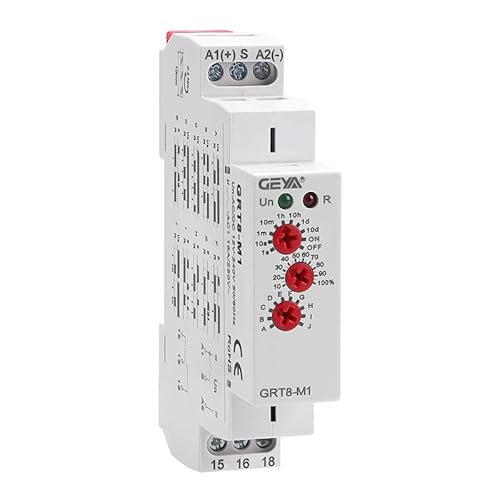 Multifunction Time Relay, IGEYAPA 16A Delay ON Off GRT8-M1 AC DC 12-240V with 10 Relay Timer Control Delay Function Mode DIN Rail Electronic Relays of Wide Time Delay Range for 0.1 Seconds to 10 Days