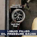 GlowShift Liquid Filled Mechanical 100 PSI Oil Pressure Gauge - Black Dial - Waterproof - 1/8-27 NPT Thread - 1-1/2" (38mm) Diameter