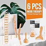 6-in-1 Wood Therapy Massage Tools Kit - Premium Maderoterapia Kit Professional for Cellulite Reduction, Lymphatic Drainage, Wood Sculpting Tools- Wood Therapy Tools for Relieving Muscle Pain (6-in-1)