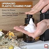 GMISUN Foaming Soap Dispenser, 8.5 fl oz / 250ml Amber Glass Foam Soap Dispenser for Bathroom & Kitchen, 2 Pack Modern Refillable Foaming Hand Soap Dispenser, Foam Pump Bottle with Waterproof Labels