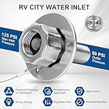 RV Water Inlet with 3/4'' GHT Female 1/2'' NPT Male Connection, All Metal RV City Water Inlet with Check Valve, RV Water Fill Inlet RV Water Inlet Replacement for RV Camper Motorhome Trailer Marine