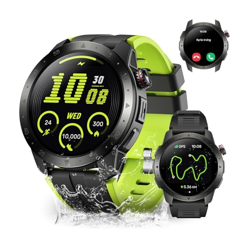 Wesocfit Military Smart Watches for Men Built-in GPS, 1.43" AMOLED Screen with Compass, Altitude, Barometer, 3ATM Waterproof, Answer/Make Call, Fitness Tracker with Health Monitor for Android iOS