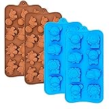 Silicone Chocolate Candy Molds, Non-stick Animal Gummy Molds, Jello Mold, Silicone Baking Mold - BPA Free, Forest Theme with Different Animals, including Dinosaurs, Bear, Lion and Hippo, Set of 4
