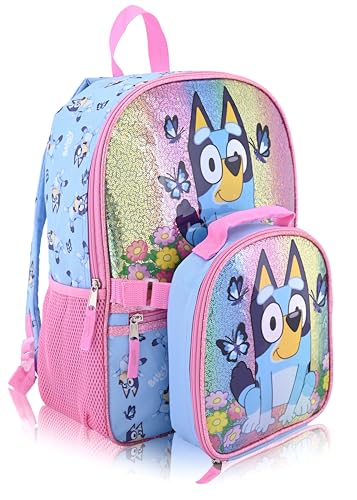 Fast Forward Bluey Backpack With Lunch Box for Kids | Insulated Lunch Bag Lunch Box for Boys, Girls, Toddlers | Backpack for School and Reusable Lunchbox