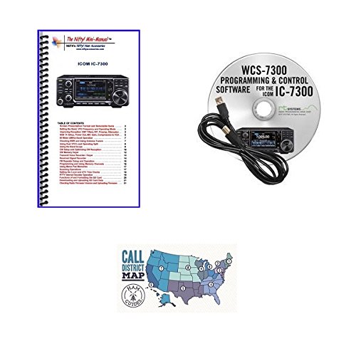 Icom IC-7300 Accessory Pack Bundle Programming Software and Cable - Nifty Guide and Ham Guides Pocket Reference Card Bundle!