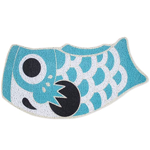 Cute Japanese Koi Outdoor Mat, Cartoon Fish Doormat Area Rug, Cute Fish-Flag Koinobori Welcome Rug, Outside Anti-Slip Mat, 40x90cm/15.7"x35.4"（Lake Blue