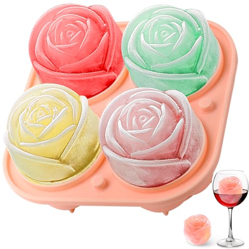 AIBIRUI 2 INCH Fun Shapes,Rose Ice Cube Mold,Rose Gift Ice Ball Maker Mold | Silicone Ice Cube Tray,Whiskey Ice Cubes Mold,Bourbon Ice Cube Molds Slow Melting Ice for Whiskey,Cocktails&Old Fashioned