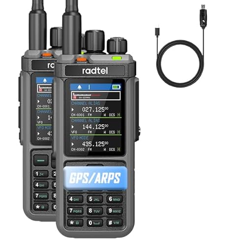 Radtel RT-880G GPS/APRS Walkie Talkie, VOX Function, Long Range Handheld Radio for Hiking, Camping, Emergency Use – GMRS Radio, Two Way FRS Walkie Talkies with Programming Cable (2 Pack)