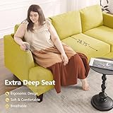 Busaurus 3 Seater Sofa Couch with Deep Seats, 89" Mid Century Modern Upholstered Sofa with Armrests, Comfy Couches for Living Room, Bedroom, Apartment and Office (Yellow)