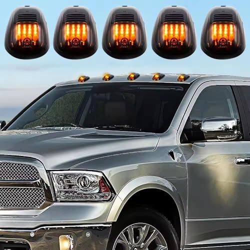 Solar Powered Wireless No Drill Truck Cab Roof LED with Motion Vibration Sensor IP67 Waterproof Roof Lights, Cab Marker Lights for Truck