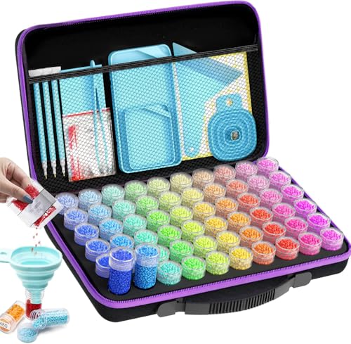 ARTDOT 60 Slots Storage Container for Diamond Art Kits for Adults,Portable Bead Storage Boxes for Diamond Painting Accessories and Tools