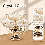 Glass Fruit Bowl Rotating Serving Plates, British Royal Series Crystal Fruit Basket Fruit Bowl for Kitchen Counter Home Decor, 2 Layers & 5 Flower Shaped Fruit Bowls, Candy Snack Appetizer Platter