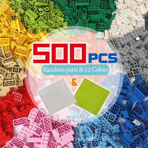 ekuzi Classic Bricks Compatible with Lego Base Plates (500pcs+2plates)