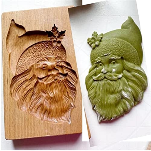 FOLOU Wooden Cookie Molds, Engraved Embossing Cookie Cutter with Christmas Tree Deer Pinecones Pattern for Baking Embossed Cookies