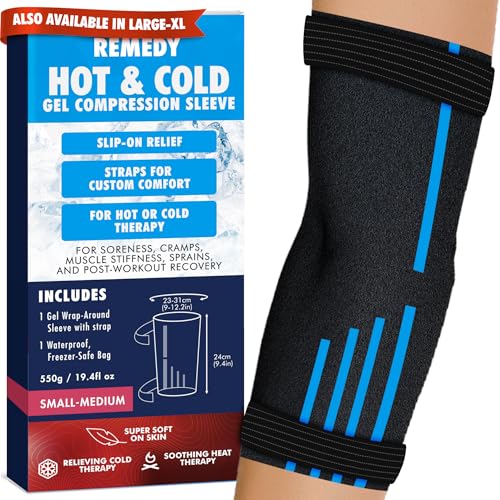 Perfect Remedy Freeze Sleeve - Hot & Cold Arm Ice Pack Wrap Compression - Tennis Elbow Cold Pack Compression for Support in Injuries - Ice Sleeve for Knee, Elbow (Small-Medium)