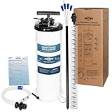 FIRSTINFO A1108US Patented Third Generation 9L Pneumatic/Manual Oil Vacuum Extractor | Safety Pressure Gauge | 51 Inch Tube | 6 Tubes | Silicone Brake Fluid Hose | Thinnest Tube | Taiwan
