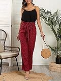 SySea Womens High Waisted Leopard Print Palazzo Pants Belted Wide Leg Long Trousers with Pockets (XX-Large, 1-Red)