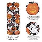 Simplebrand Fall Halloween Table Runner 36 Inches Long, Cutwork Applique Embroidered Pumpkins and Bats Black Table Runner Dresser Scarf for Home Dining Autumn Thanksgiving Tabletop Decoration, 13"x36"