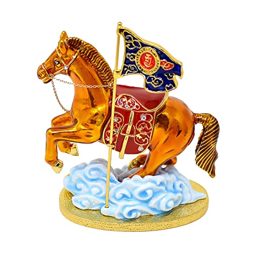 Fengshuibringluck Feng Shui 2022 Sky Horse with Flag of Success Ornaments Decoration for Home Office, Red, 9.5 x 5.5 x 10cm/3.7 x 2.1 x 3.9in