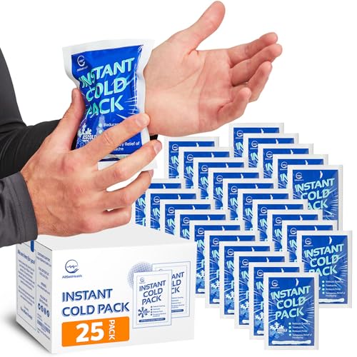 25 Pack Instant Ice Cold Pack (6” x 4.5”) - Disposable Instant Ice Packs for Injuries | Cold Compress Ice Pack for Pain Relief